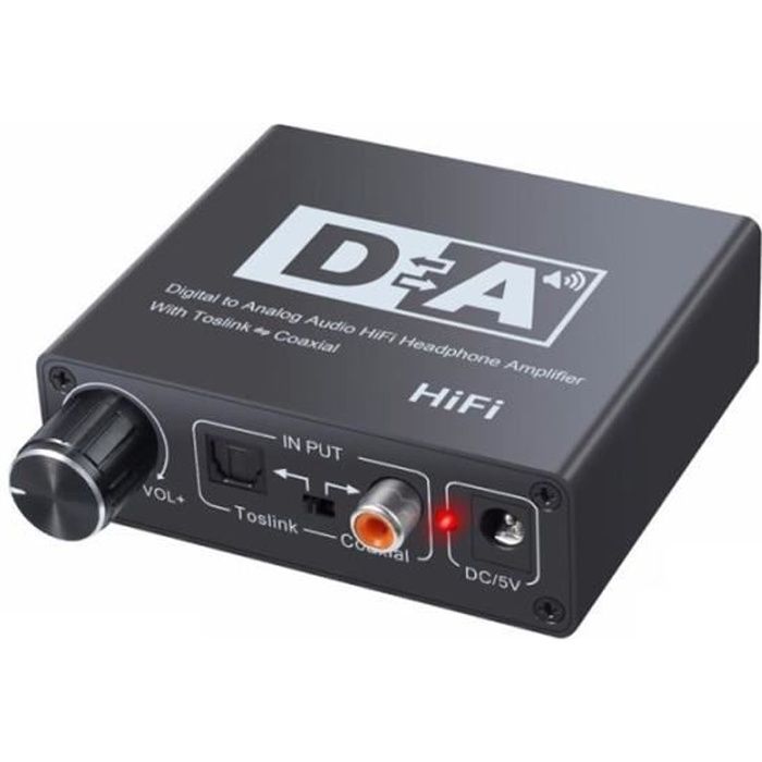Convertisseur Audio 192 KHz Optiqu SPDIF digita à 2 RCA analogiqu