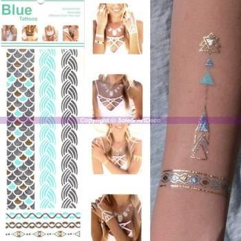 Bracelet Femme Indien - Bleu Métallisé à Points Dorés (Chudiyan)