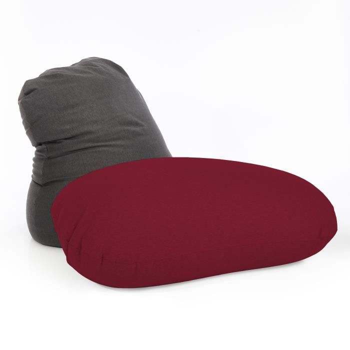 pouf flexi comfort - lumaland - rouge - 155 x 100 cm - tissu - confort supérieur