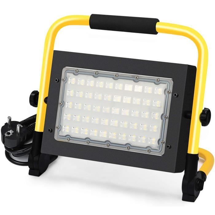 Hirosa 50W 4000LM Projecteur LED Chantier Blanc 6000K IP65 /Étanche avec 5M C/âble dAlim et Support Rotation /à 360 /° pour Une Utilisation Int/érieure et Ext/érieure