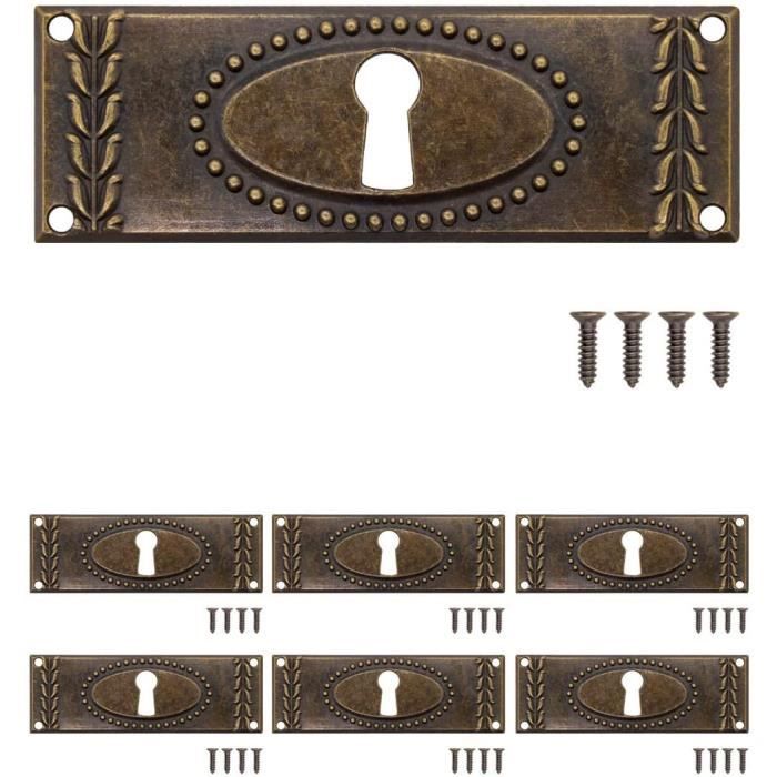 design art déco trou de clé FUXXER® rosettes de serrure art nouveau 24 x 73 mm. Lot de 6 plaques de clés antiques vintage en laiton bronze cache-cadenas 