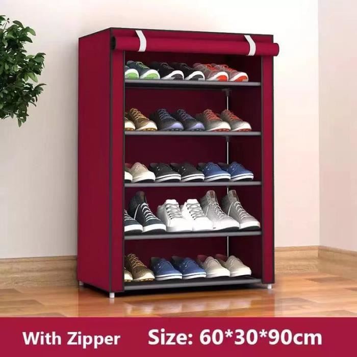 meuble à chaussures,porte-chaussures multicouche porte d'entrée chaussures peu encombrantes facile à installer - type rose red 6l