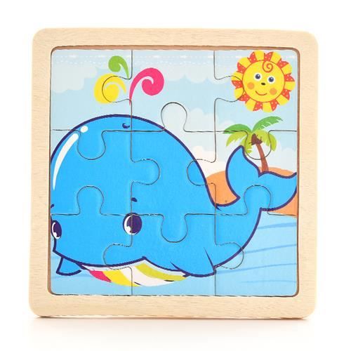 Puzzle animaux baleine en bois