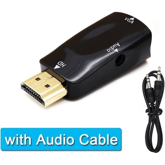 Avec câble audio Convertisseur de câble HDMI vers VGA mâle vers femelle,  adaptateur de conversion Jack 3.5mm - Cdiscount TV Son Photo
