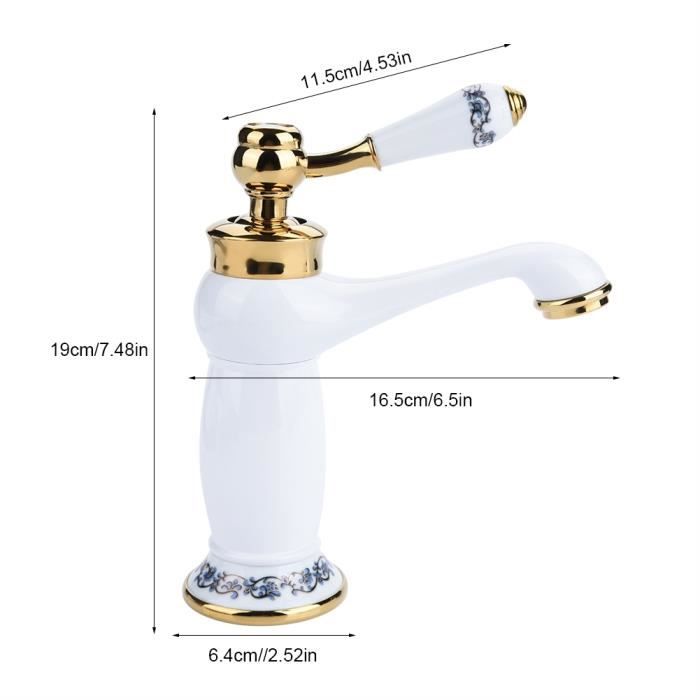 Mitigeur Lavabo Motif Floral – Robinet Eau Froide & Chaude Laiton Orné, Style Élégant Salle De Bain