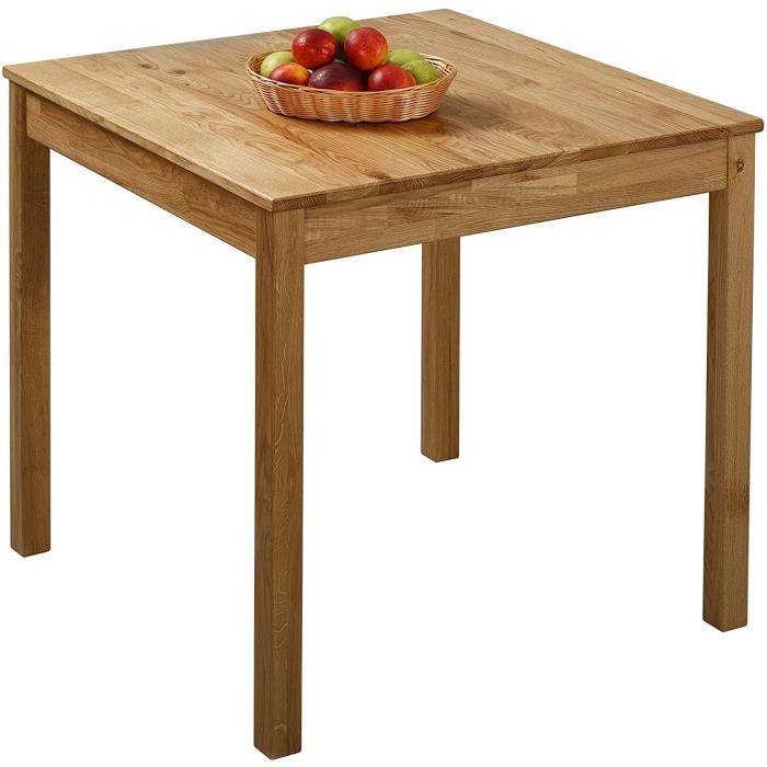 Table à Manger Hêtre Massif Tomas 75x50x75cm - Bois Naturel Huilé - Style Moderne