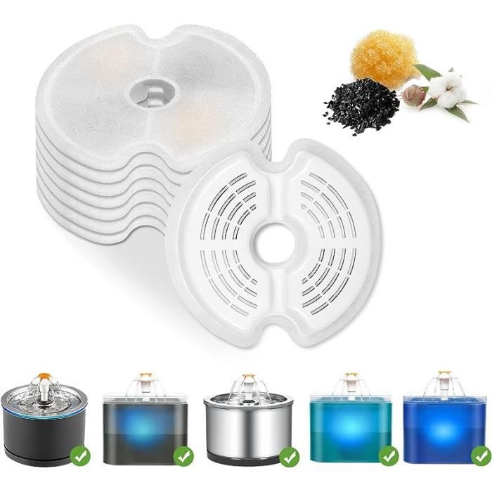 Meilleurs prix pour 8 PCS Filtre Fontaine Eau Chat pour Fontaine de Chat 2L 2.5L avec Charbon Actif Résine Con Triple Filtration 8pcs