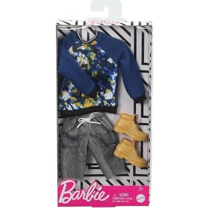 Habit Barbie - Tenue Ken : Pantacourt En Gris Et Sweat Bleu Avec Chaussure  Brune - Vetement Poupee et Mini-Poupee - Cdiscount Jeux - Jouets