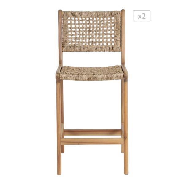 Lot de 2 tabourets de bar KUTA - Naturel Lot de 2 tabourets de bar KUTA - Naturel