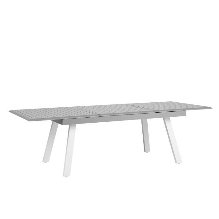 table de jardin extensible grise pereta - beliani - aluminium - contemporain - extérieur