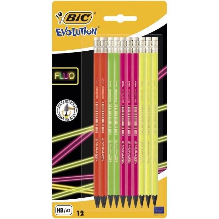 BIC Evolution Original Crayons à Papier avec Gomme Intégrée - HB, Blister  de 4 BIC