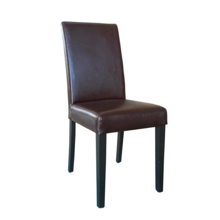 Chaise Dossier Haut en Simili Cuir Marron Foncé - Lot de 2 - Bolero Chaise Dossier Haut en Simili Cuir Marron Foncé - Lot de 2 - Bolero