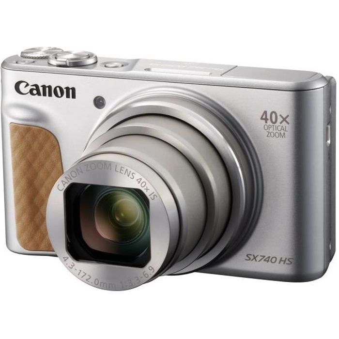 Appareil photo Compact PowerShot SX740 HS - CANON - 20,3 Mp - Zoom optique 40x - Vidéo Full HD 4K UHD - Argent