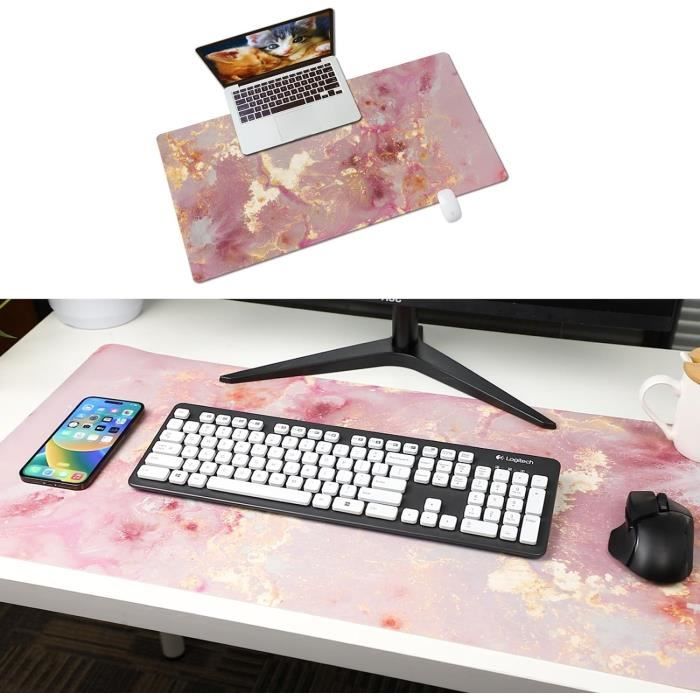 Sous-main multifonction pour bureau, souris, clavier d'ordinateur portable,  grand tapis de bureau avec protection de bords antidérapants, tapis