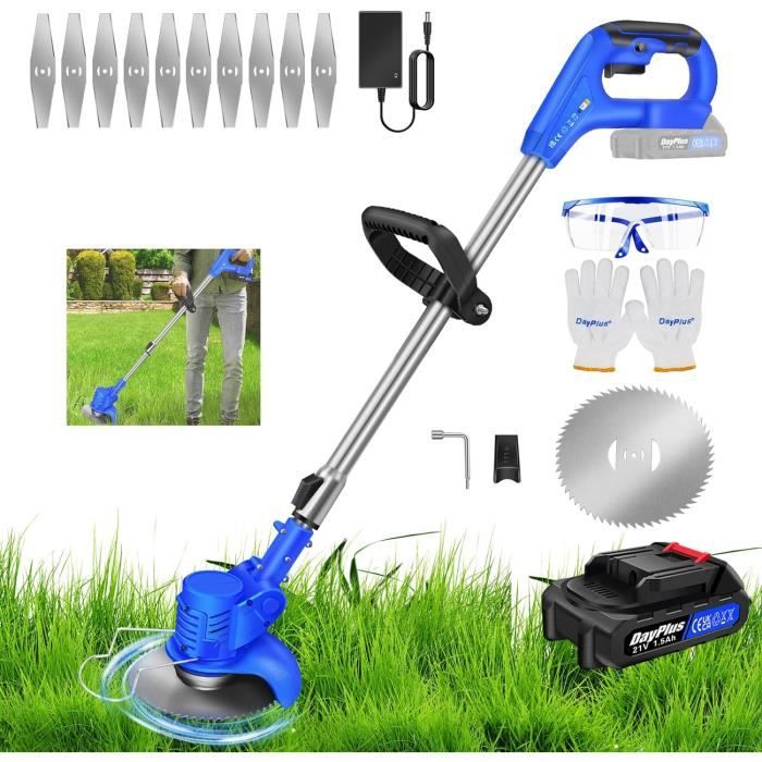 Débroussailleuse Sans Fil Feneihe 21V 1280W - Tête Pivotante 90°, 2 Batteries, Lame 9 Pouces - Idéal Jardin