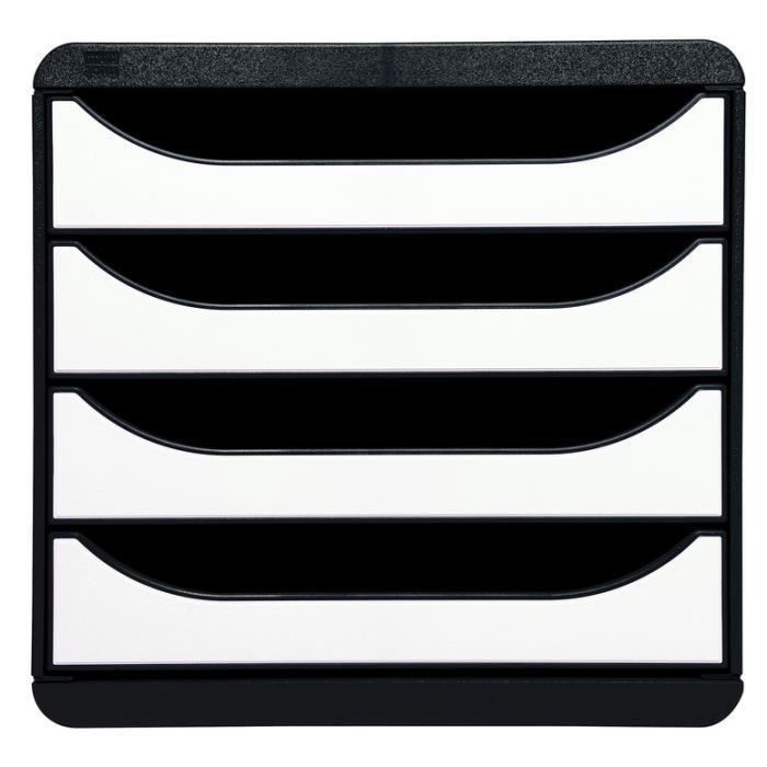 Module de classement BIG-BOX 4 tiroirs Dim L27,8 x H26,7 x P34,7 cm noir blanc Glossy.