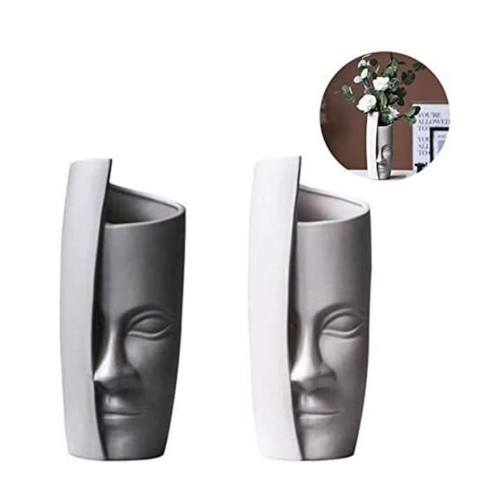 Poterie Sculptée Visage Abstrait 2 Faces - Hauteur 33,8 Cm - Pièce Unique Fait Main
