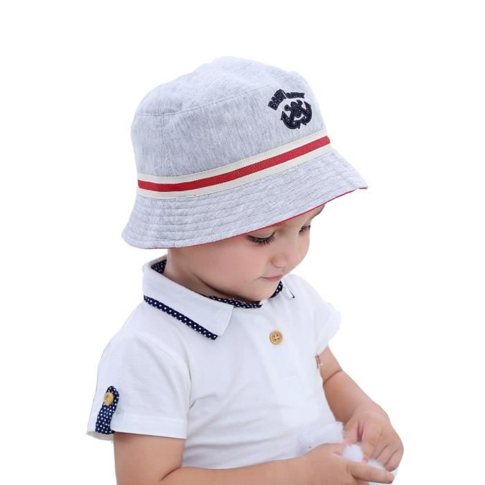 Bob De Soleil Anti Uv Chapeau Pur Coton Bebe Enfant Garcon Printemps Ete 46cm Gris Gris Cdiscount Pret A Porter