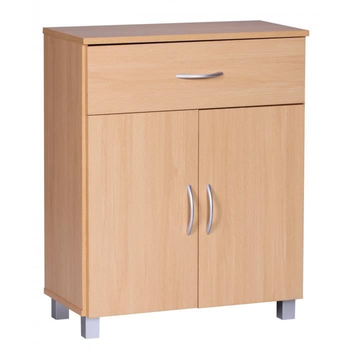 Buffet Commode FINEBUY - 60x75x30cm - Bois - Étagère fermée - Hêtre