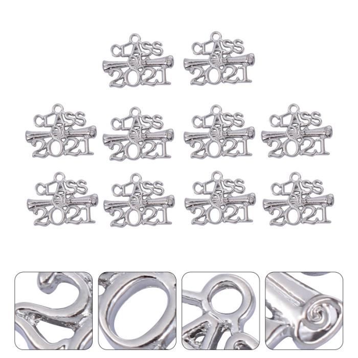10 pièces alliage 2021 lettre de graduation charmes pendentifs bijoux bricolage fer a cheval