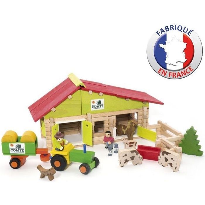 Coffret Ferme Comte avec tracteur et animaux 140 pieces - Construction  Jeujura - Jouet en bois enfant - Cdiscount Jeux - Jouets