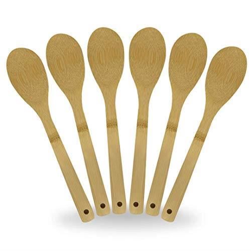 joeji's Kitchen Ustensiles de Cuisine Bois de Bambou | Ensemble Cuisine | 6 ustensiles de qualité : cuillère, spatule pour vidanger