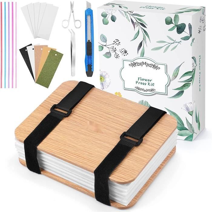 Qweri Presse à Fleurs 6 Couches En Bois - Kit Complet Pour Spécimens Et Cartes DIY 18x24 Cm