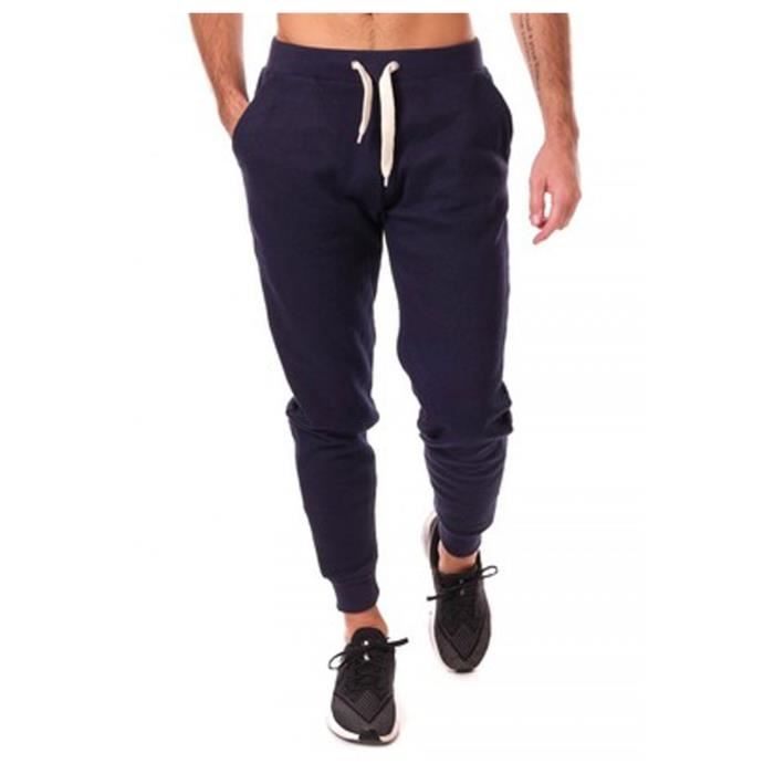 pantalon jogging homme - marque - marine - fitness - indoor - cordon de serrage
