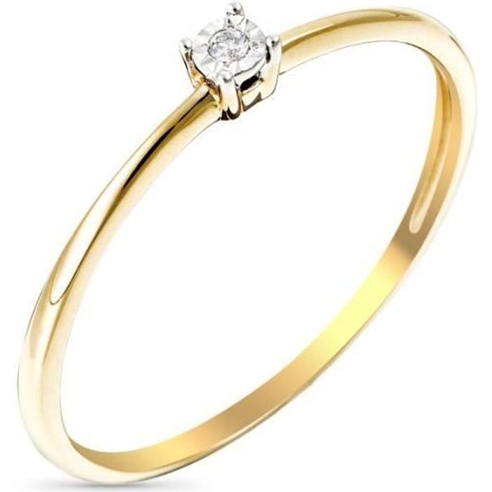 Solitaire Or Jaune et Diamant 0,01 carats \