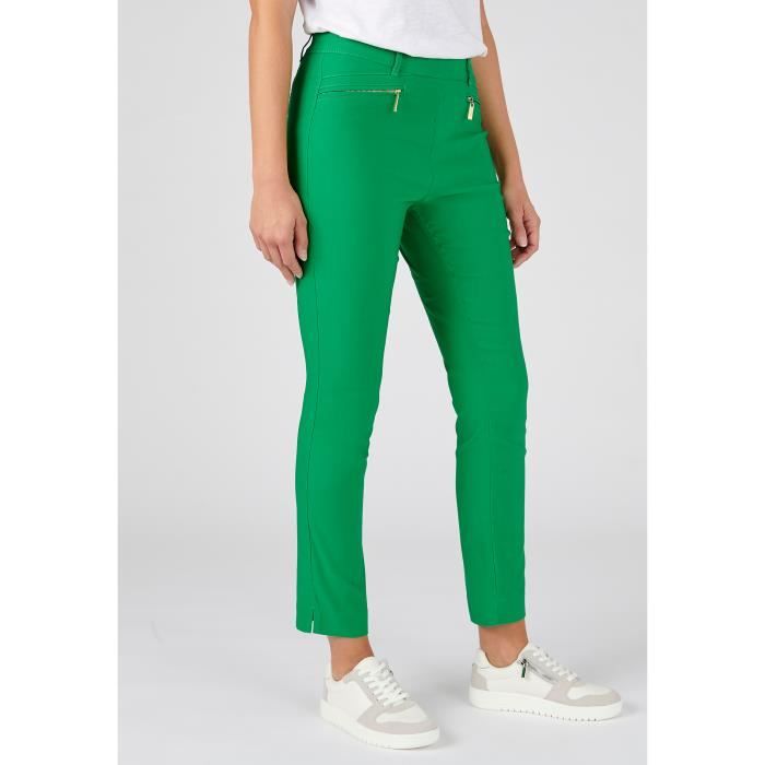 Pantalon léger taille standard 7/8ème vert olive femme