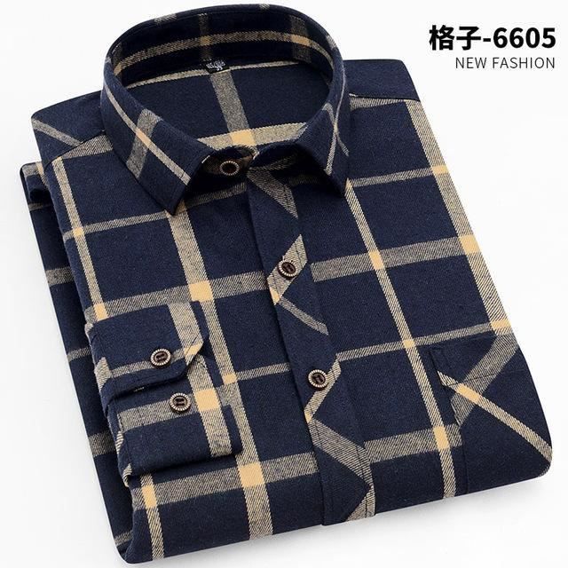 Chemise Homme à Carreaux Manches Longues En Flanelle - Décontractée, Grande Taille - Pour Automne/Hiver, Travail, Loisirs