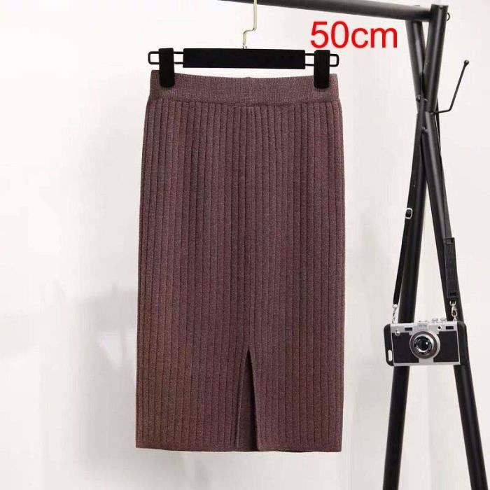 Jupe,Jupe crayon noire pour femmes, tenue de bureau, Sexy, tricot?�e, taille haute, ?�l?�gante 