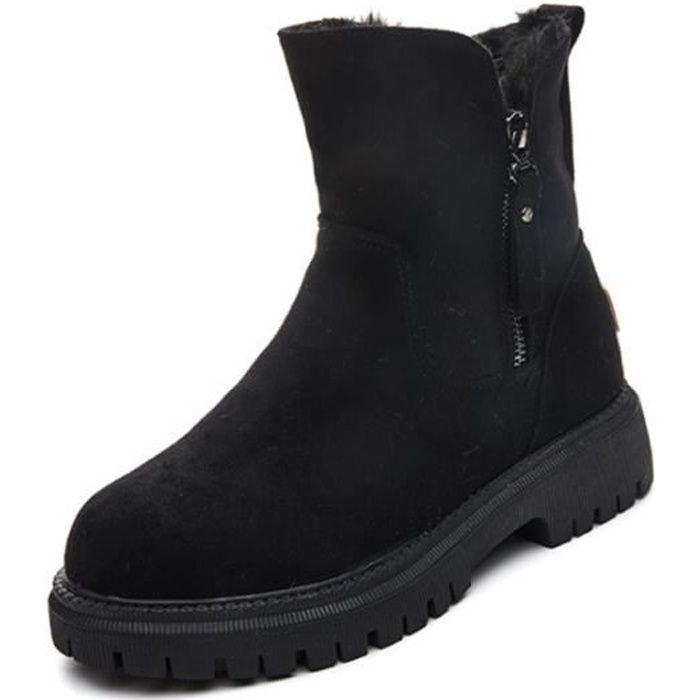 Bottes D'hiver Femmes - Bottines Chaudes à Fourrure, Style Randonnée, Antidérapantes - Noir, Kaki, Gris, Rose - Taille 36 à 43 EU