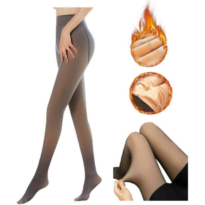 Collants Thermiques pour Femme Hiver Legging Collant Polaire Femme Slim  Collants Peluche Leggings Grande Taille Faux Collant Translucides avec