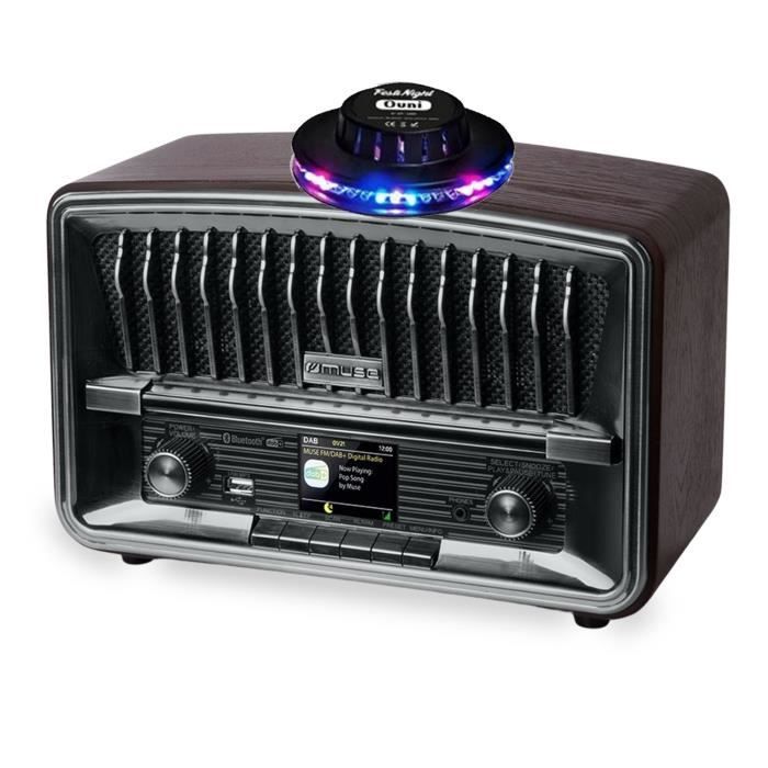 Radio de table - Muse M-135DBT - DAB+/FM avec bluetooth - Ecran couleur - 10W - FM/DAB+/USB/AUX/BT - Lumière OVNI