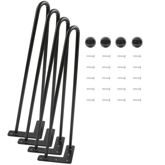 HSTURYZ Pied Meuble 4PCS Pieds Epingle DIY Pieds pour Table Pied de Chaise avec 20 Vis + 4 Protège Pieds (41cm)