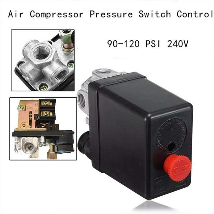 vanne de régulation de Pression Valve de Commutation de régulation de Pression du compresseur dair Tonysa Régulateur de vanne de Commutation de Pression 90-120 PSI avec jauges Doubles 