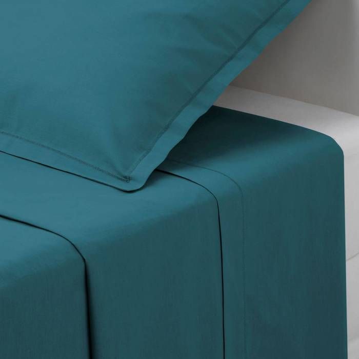 Drap plat Carina en coton 180x290cm bleu canard - Atmosphera Créateur dintérieur Drap plat Carina en coton 180x290cm bleu canard - Atmosphera Créateur dintérieur