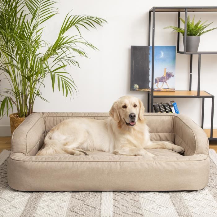 Comparer les prix de Lit pour chien, Meubles pour animaux, Lit pour chat, Housse amovible, Panier pour chien, Coussin pour chien, Beige, XL: 96x62 cm