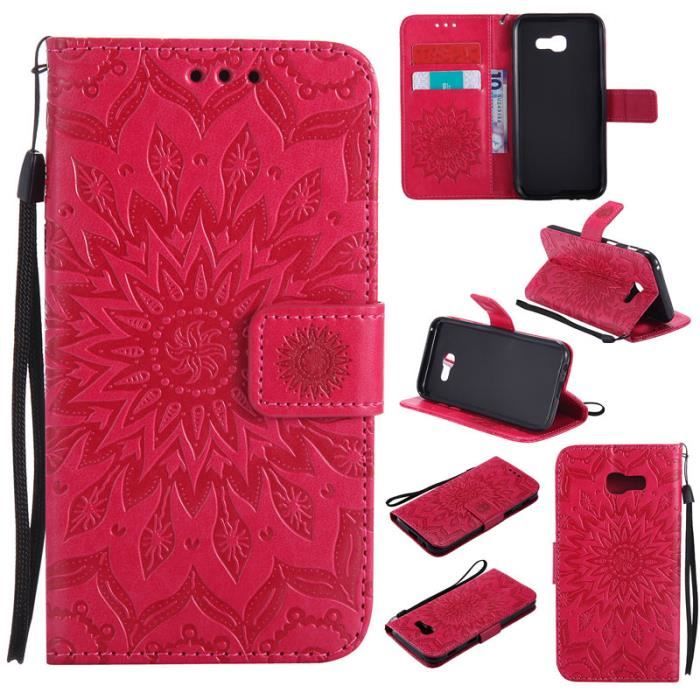 Portefeuille Long Femme En Cuir PU Avec Motif Tournesol - Dragonne Amovible - 13 Emplacements Cartes + Poche Zippée - Pour Téléphone Jusqu'à 6,7" - Bleu