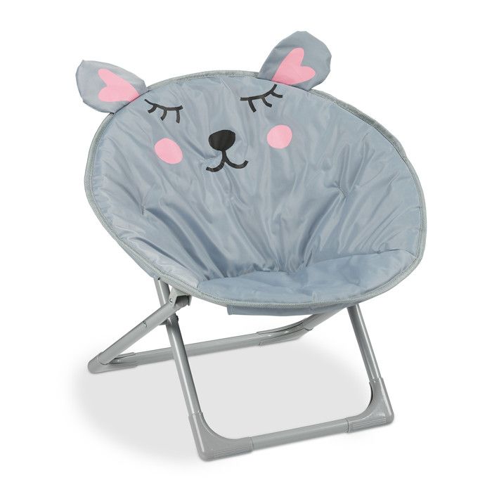 Relaxdays Moonchair enfant motif souris pliable HxLxP: 47 x 50 x 48 cm chaise enfant intérieur/extérieur gris