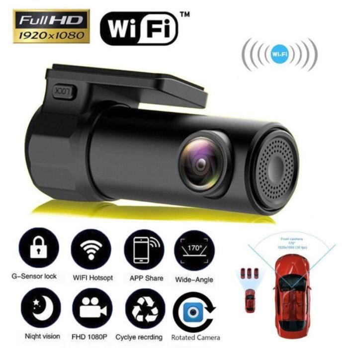 Caméra de Voiture Cachée Full HD1080P 170 Degree WIFI DVR Dash Cam  Caméscope enregistreur Vision nocturne CAM en ABS + PC - Cdiscount Auto