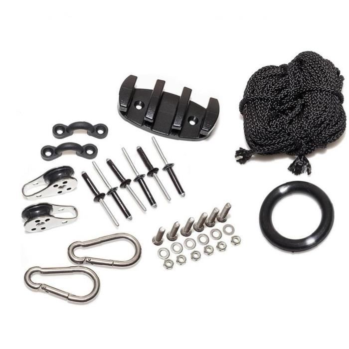 10 Boucles Plastique Pour Canoë/Kayak - Accessoire Gréement Bungee - Noir - 8x3x1cm