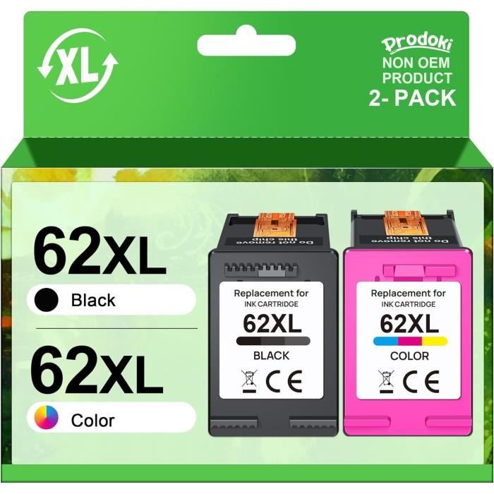 HP62 62BK Cartuccia compatibile con HP 62XL C2P05AE Alta Capacità Nero