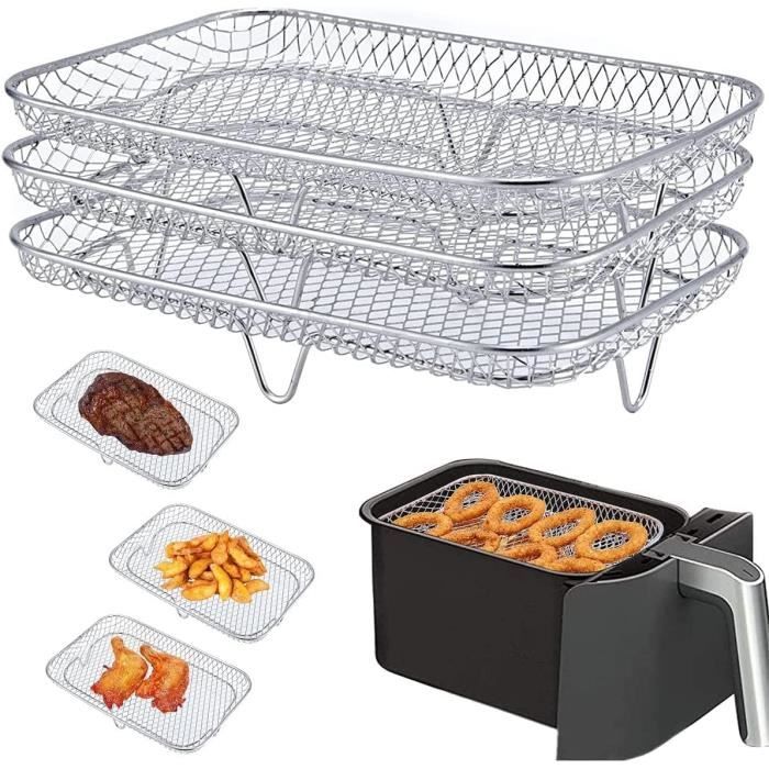 Grille Pour Friteuse à Air - Plateau Acier Inox 304 20,5x20,5 Cm, Réutilisable Et Passe Lave-vaisselle
