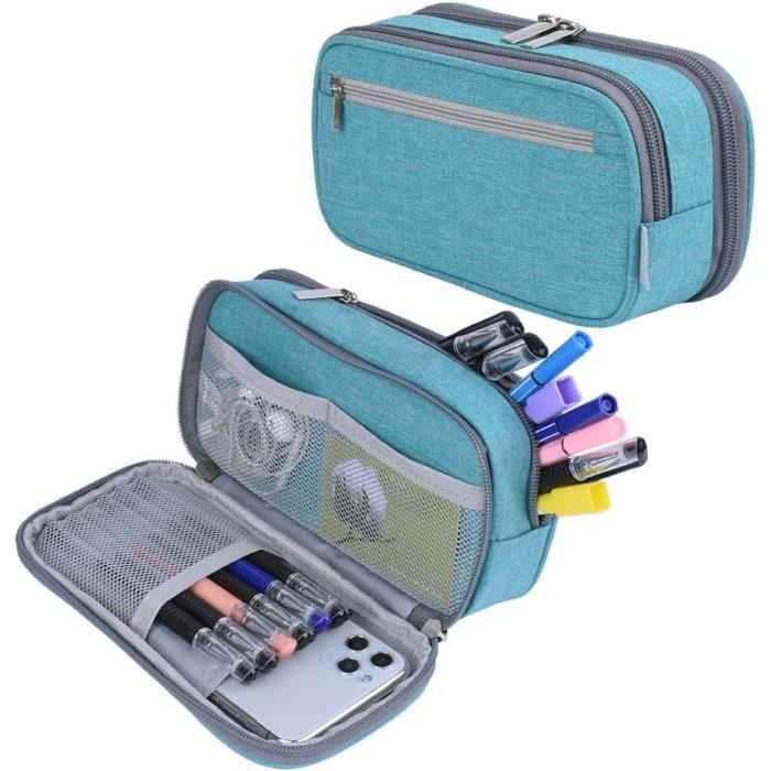 Trousse Scolaire Double Compartiment, Trousse Compacte Multi Poches, Durable Et Anti-Salissant Trousse Scolaire Double Compartiment, Trousse Compacte Multi Poches, Durable Et Anti-Salissant