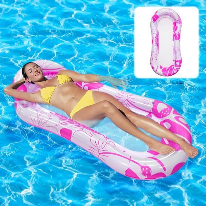 Popolic Bouée Piscine Hamac Gonflable Adulte & Enfant – Chaise Flottante Avec Repose-Pieds & Dossier Confortable