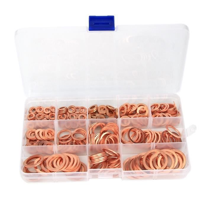 Kit De 230 Rondelles De Joints D'huile M6 à M26 - Pour Bouchon De Vidange Et Carter, Auto-centrées, Métal-caoutchouc