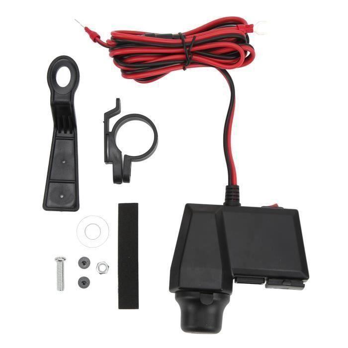 Chargeur USB Double QC 3.0 Pour Voiture/moto - 12V/24V, étanche, Interrupteur Tactile - Puissance Max 36W (2x18W) - 4