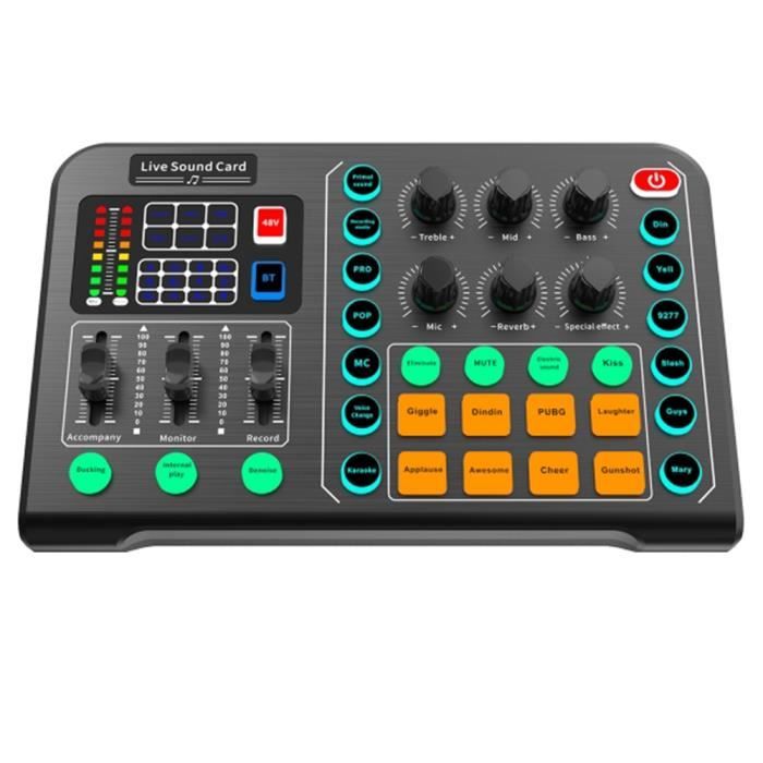 M6 Live Sound Card Board Sound Effect Board Mixer for Home KTV(Black